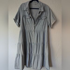 Denim midi shirt dress